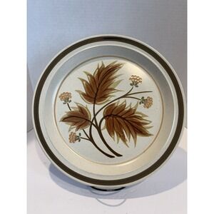 Mikasa Country Squire Chop Plate 12 Inch Off White with Brown Leaves & Trim